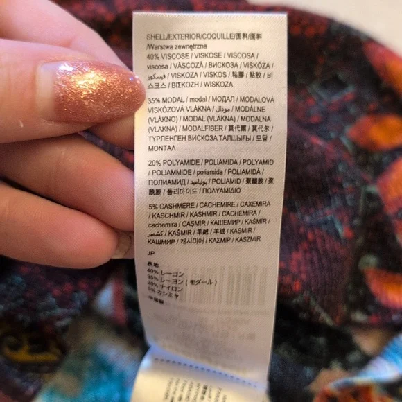 Desigual Cashmere Sweater “Michelle" Multicolor V-neck Long Sleeve Size L - Picture 7 of 13